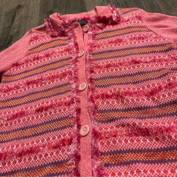Northern Isles Cardigan Sweater Women's Small Pink Knit Ramie Fair Isle Vintage - Picture 2 of 9
